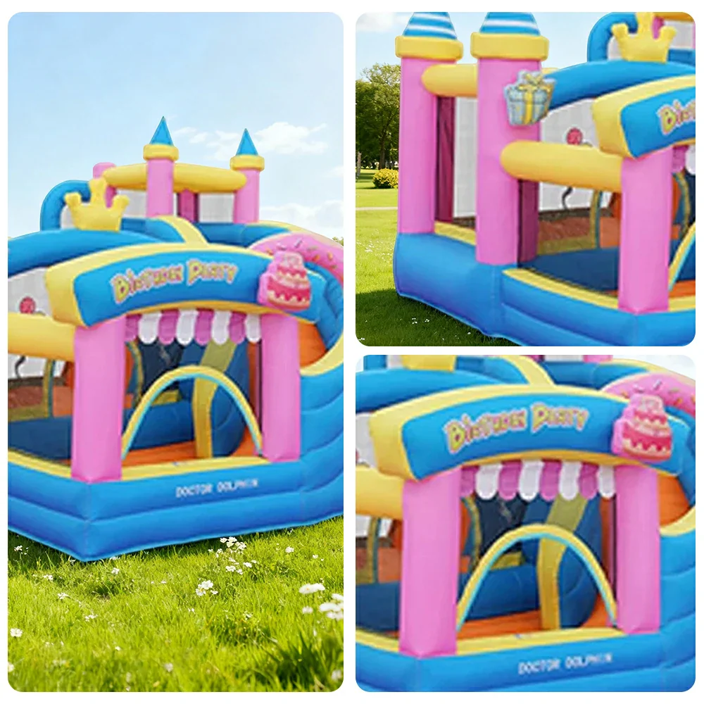 GAMEON Inflatable Bounce Castle - PVC Build with Blower, Birthday Party Theme with Cake and Gift Design - Image 3