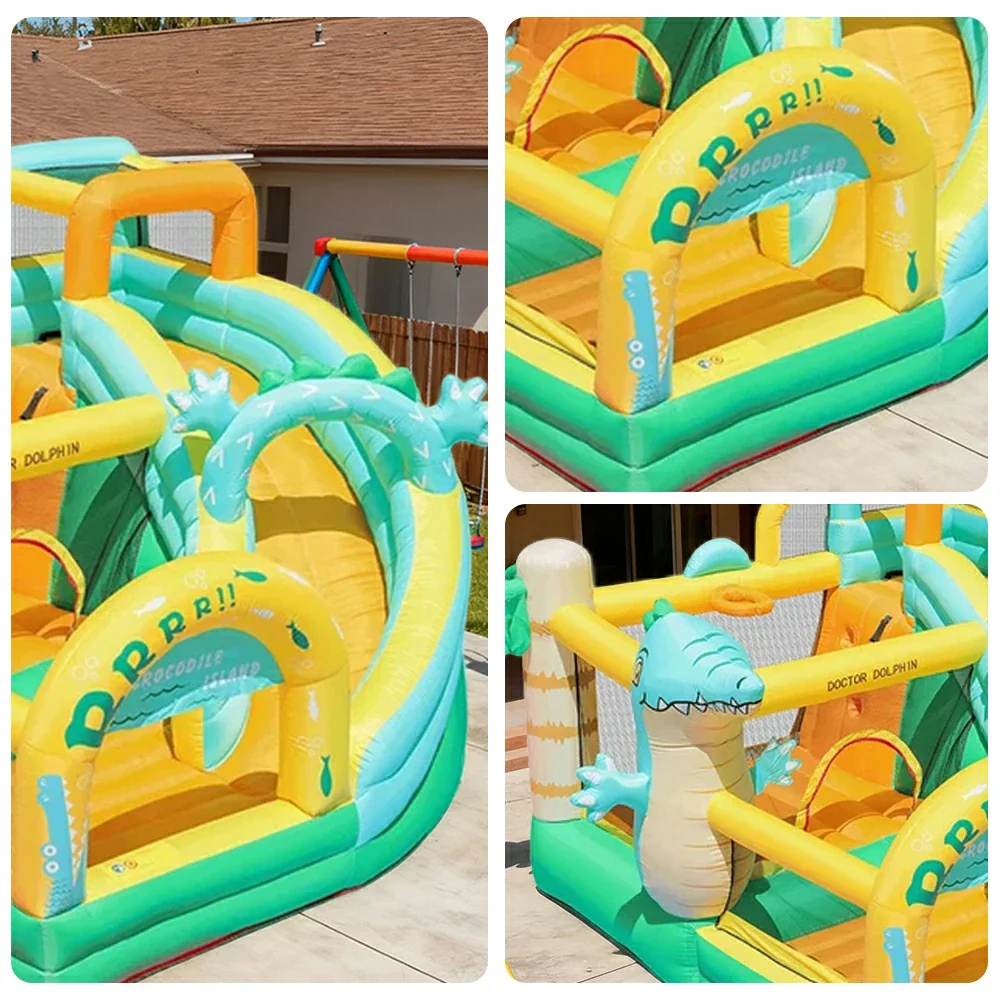 GAMEON Inflatable Bounce Castle - PVC Build with Blower, Dinosaur Castle Theme with Slide - Image 3