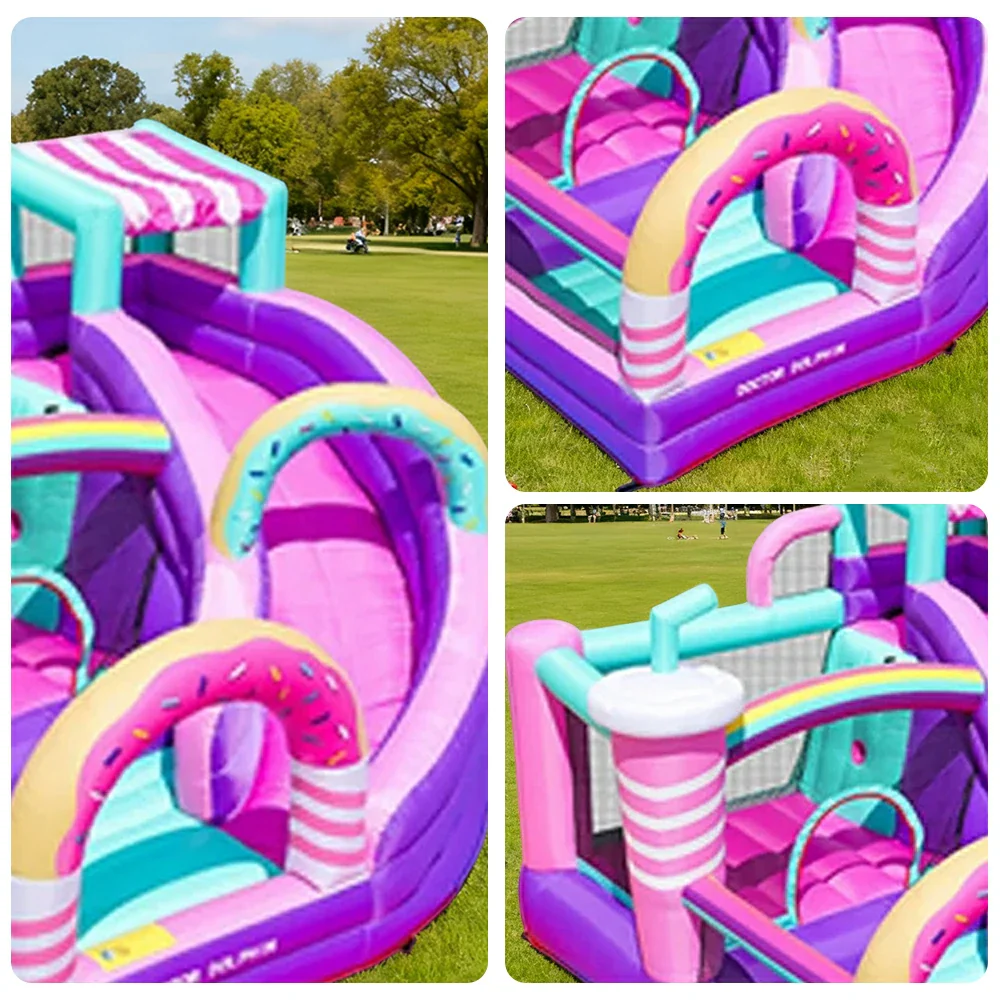 GAMEON Inflatable Bounce Castle - PVC Build with Blower, Sweet Dessert Shop Theme with Slide - Image 3