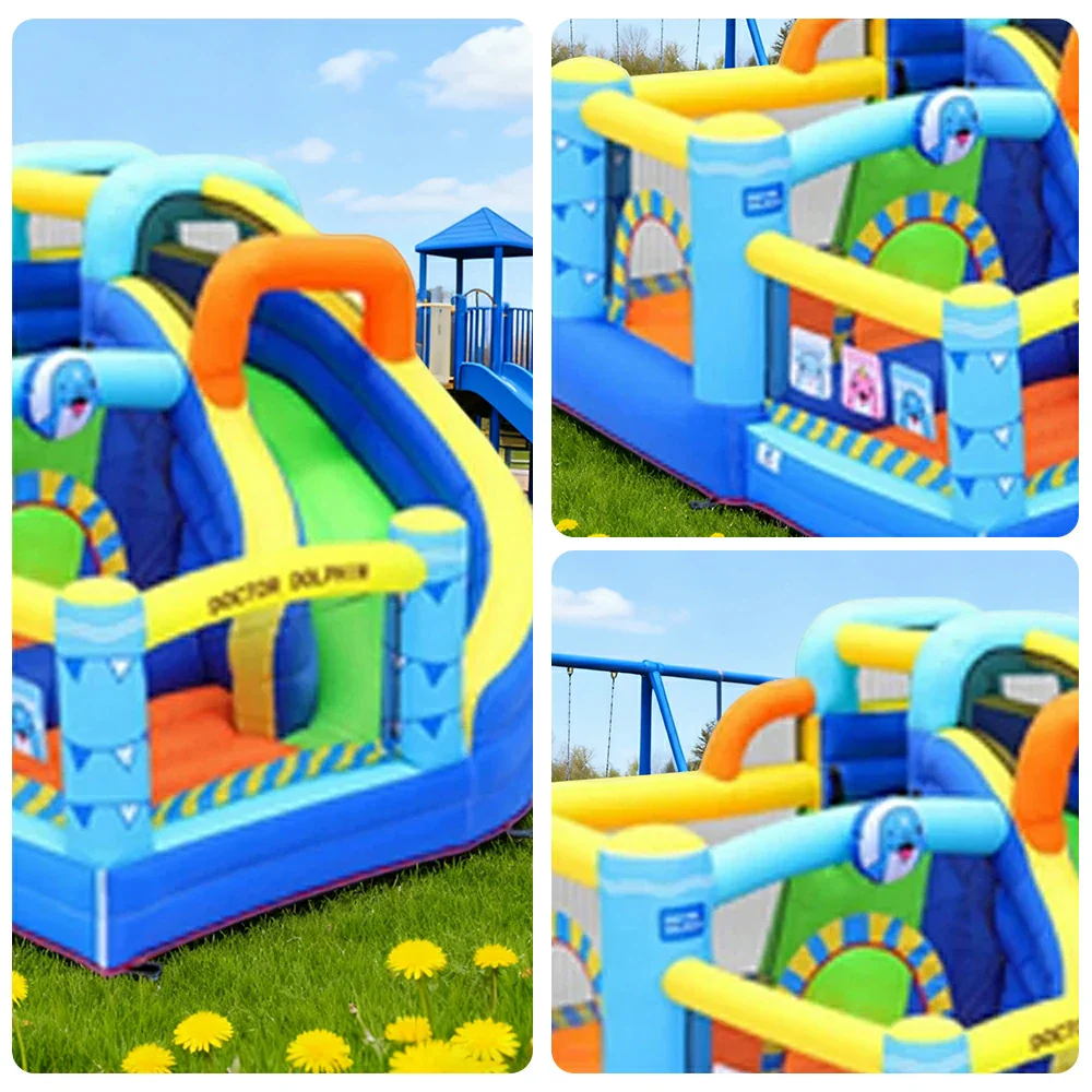 GAMEON Inflatable Bounce Castle - PVC Build with Blower, Dolphin Castle with Slide - Image 3