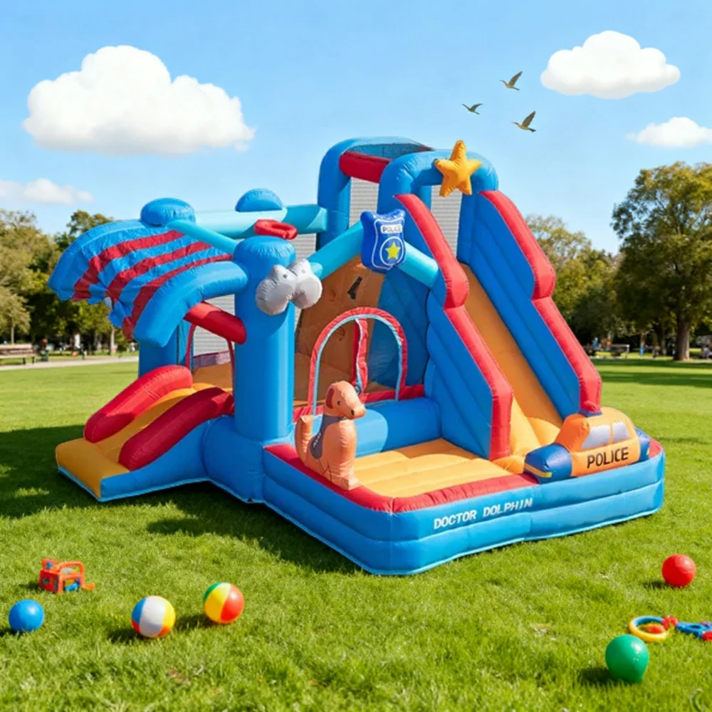 GAMEON Inflatable Bounce Castle - PVC Build with Blower, Ice Cream Castle Theme with Slide - Image 4