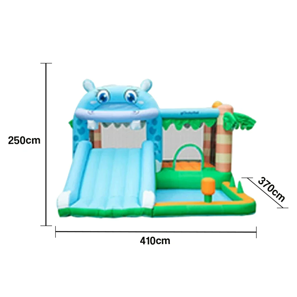 GAMEON Inflatable Bounce Castle - PVC Build with Blower, Hippo Castle Theme with Slide - Image 5