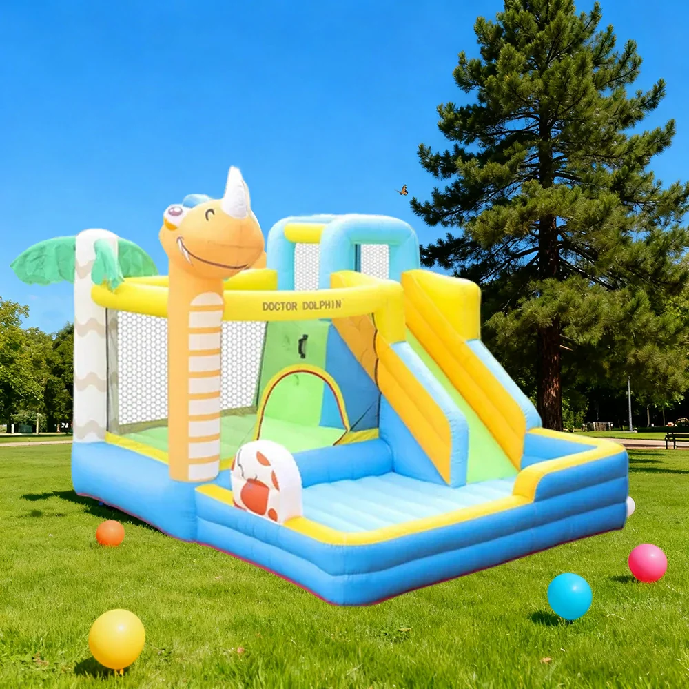 GAMEON Inflatable Bounce Castle - PVC Build with Blower, Dinosaur Castle Theme with Slide - Image 2