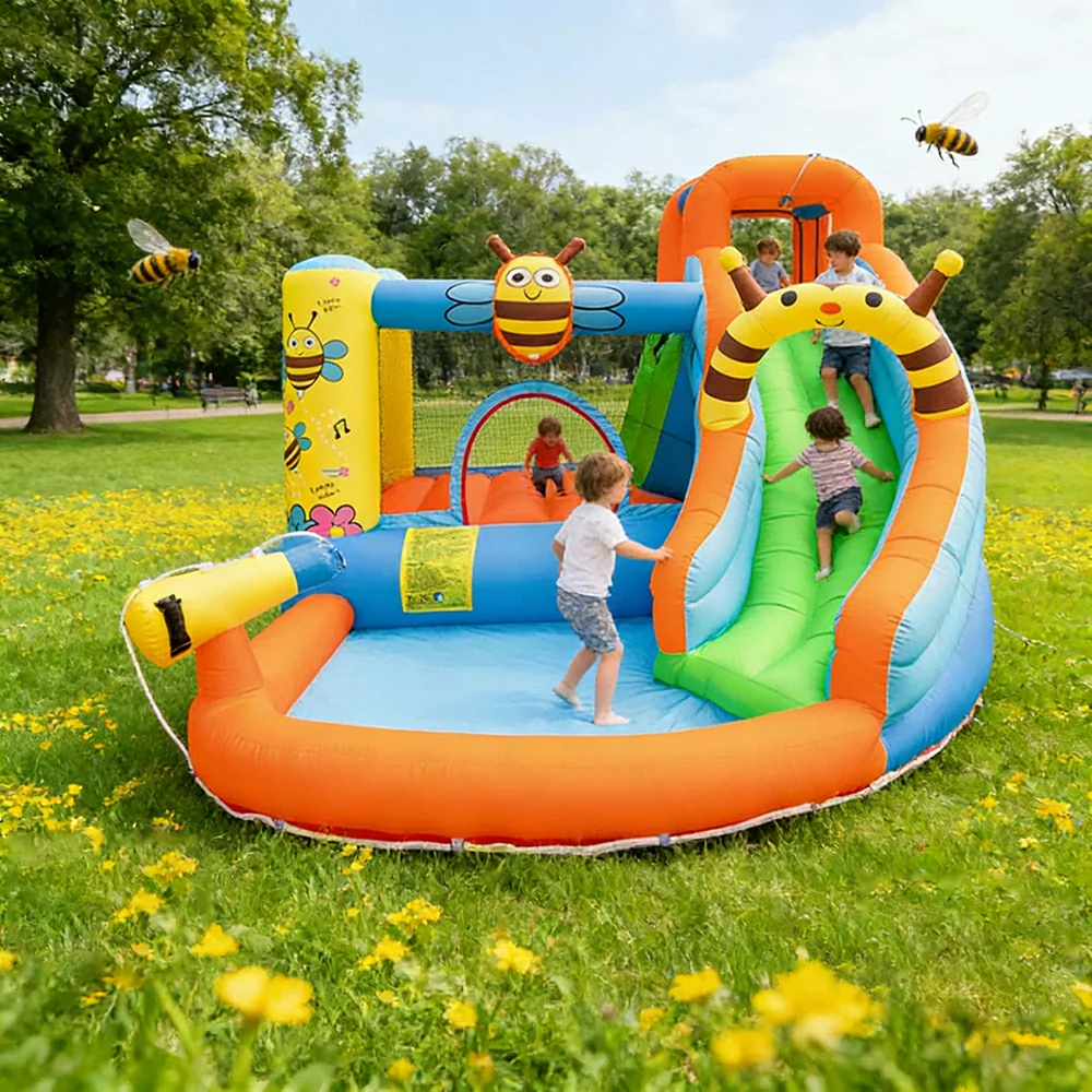 GAMEON Inflatable Bounce Castle PVC Build with Blower - Bee Theme Slide Style - Image 4
