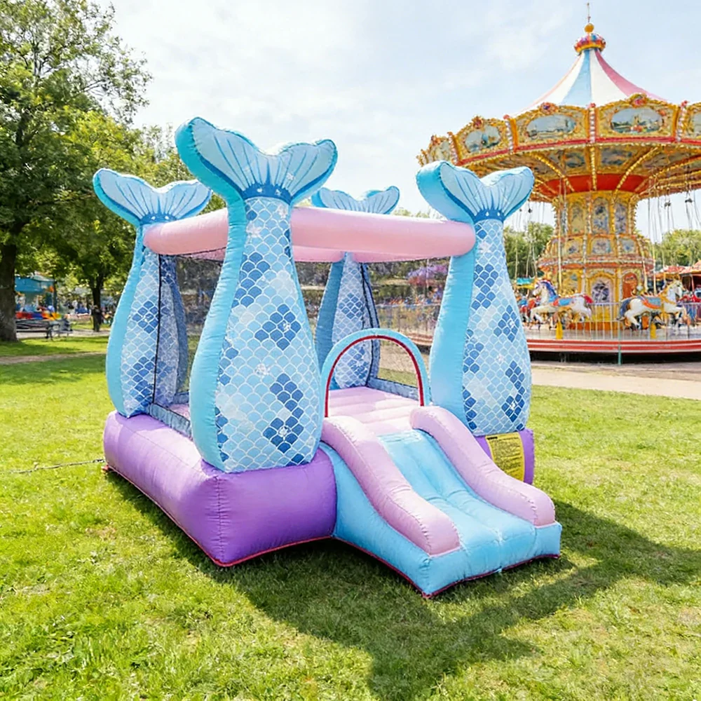 GAMEON Inflatable Bounce Castle PVC Build with Blower & Storage Bag - Mermaid Theme Style - Image 2