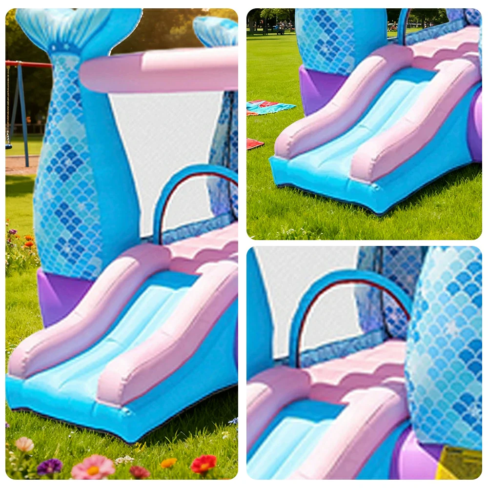 GAMEON Inflatable Bounce Castle PVC Build with Blower & Storage Bag - Mermaid Theme Style - Image 3