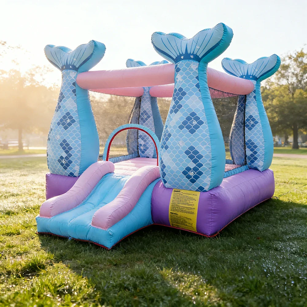 GAMEON Inflatable Bounce Castle PVC Build with Blower & Storage Bag - Mermaid Theme Style - Image 4
