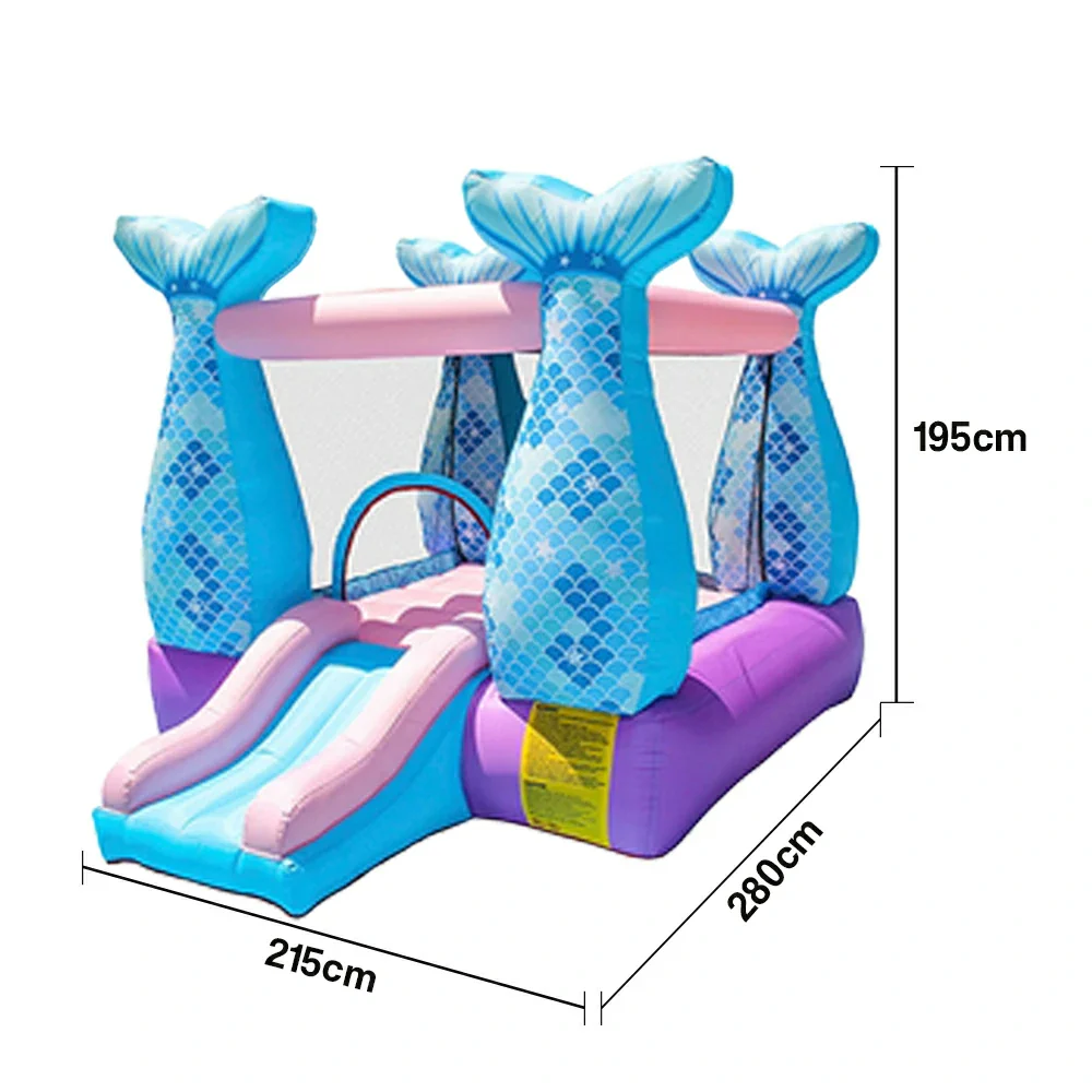 GAMEON Inflatable Bounce Castle PVC Build with Blower & Storage Bag - Mermaid Theme Style - Image 5