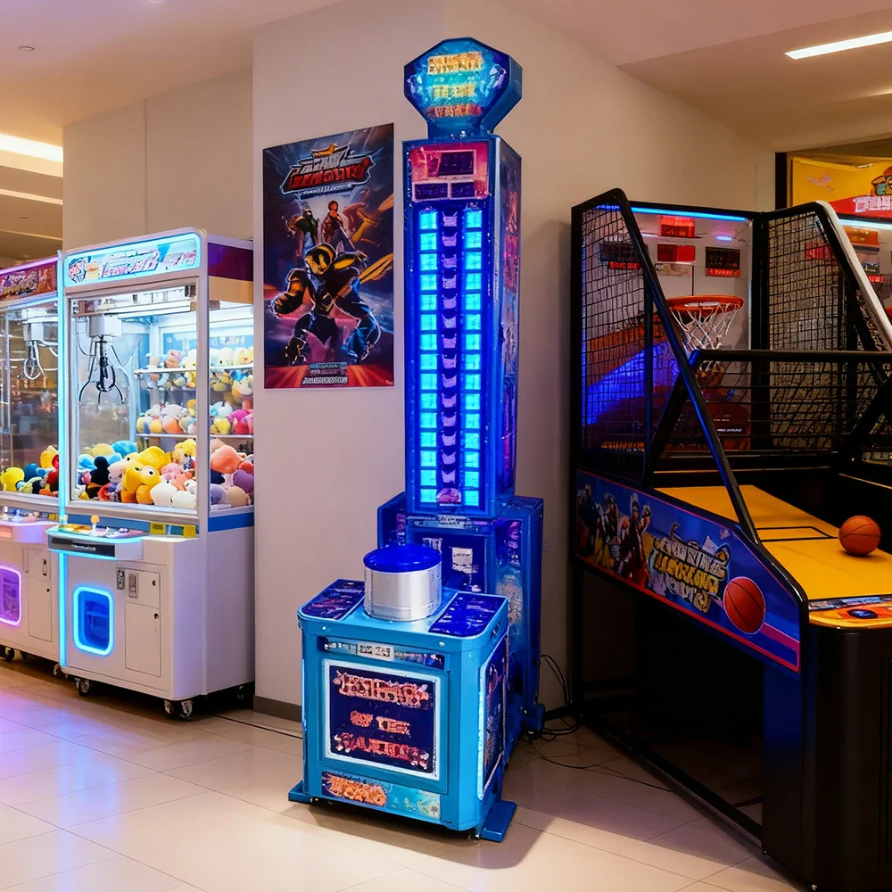 GAMEON Power Hammer Strength Tower Arcade Machine Heavy-Duty Metal Build LED Lighting 250W Power Competitive Impact Tester Game - Blue - Image 2