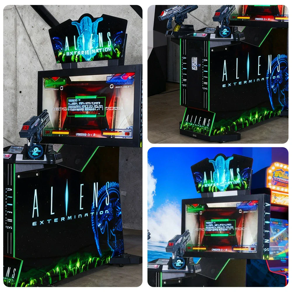 GAMEON Alien Shooting Arcade Machine 42-Inch HD LCD Metal & Acrylic Cabinet Infrared Gun System 400W Power Immersive Two-Player Combat Game - Black - Image 3