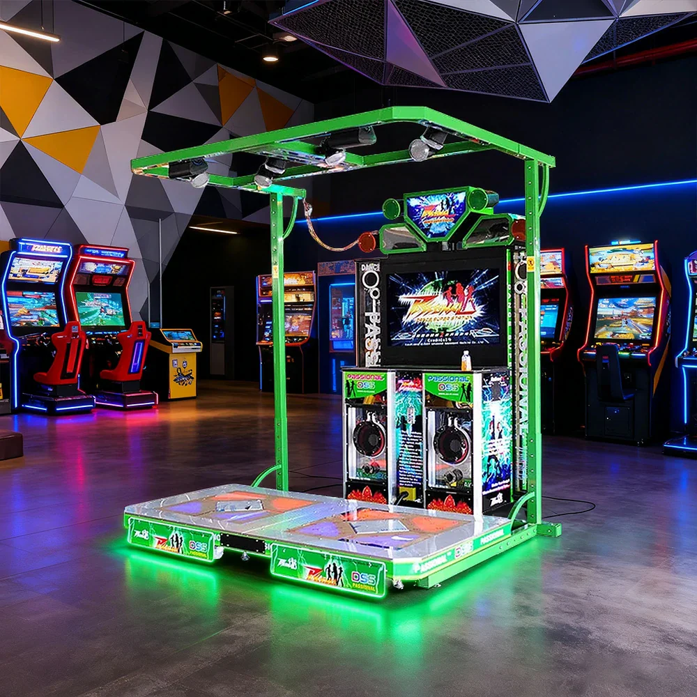 GAMEON Full-Body Dance Arcade Machine 42" HD Screen Music Rhythm Game LED Lights Stereo Sound System - Green - Image 2