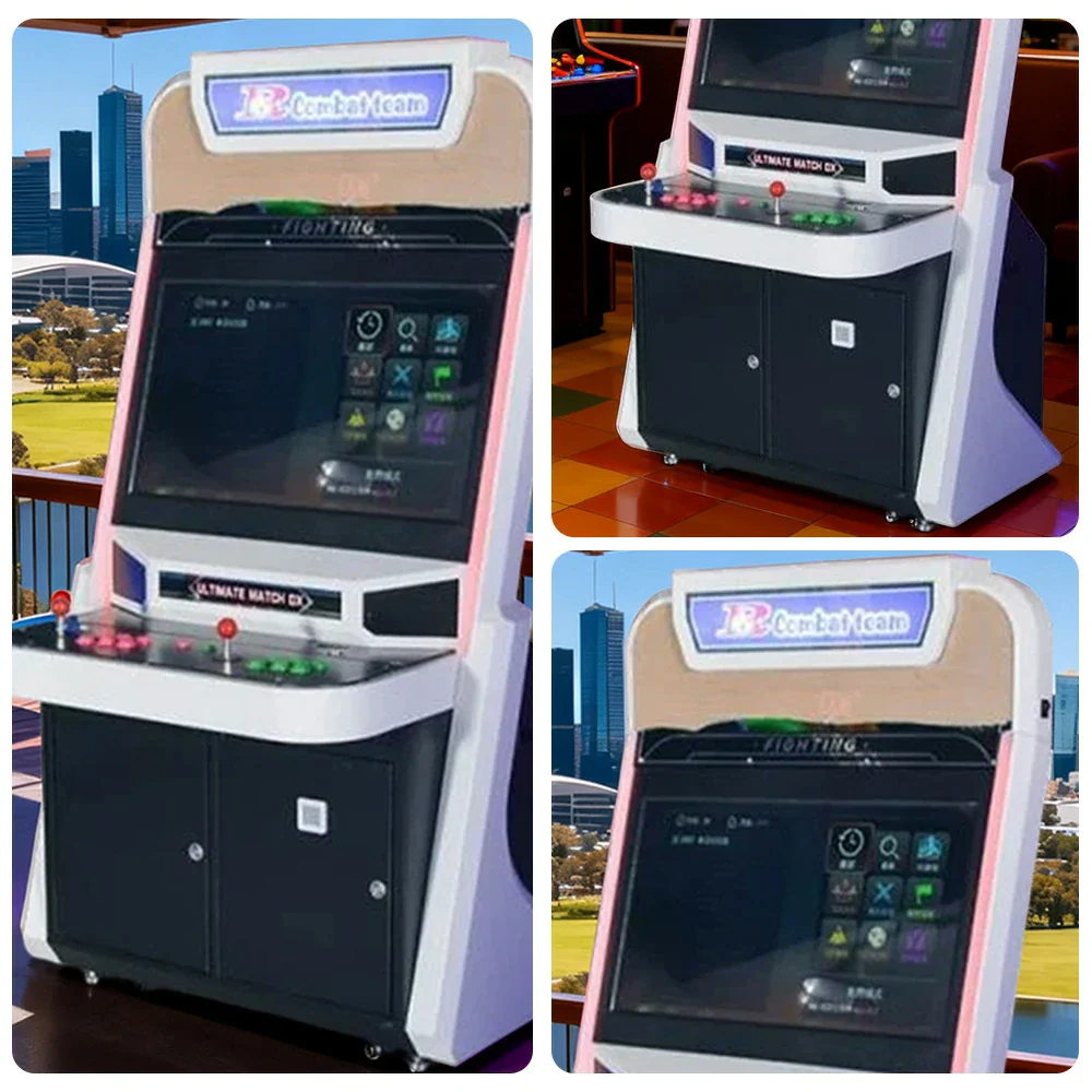 GAMEON R-Team Arcade Machine 32-Inch HD Screen Metal & Acrylic Cabinet 4300+Built-In Retro Games Plug-and-Play Two-Player Battle Console - White - Image 3