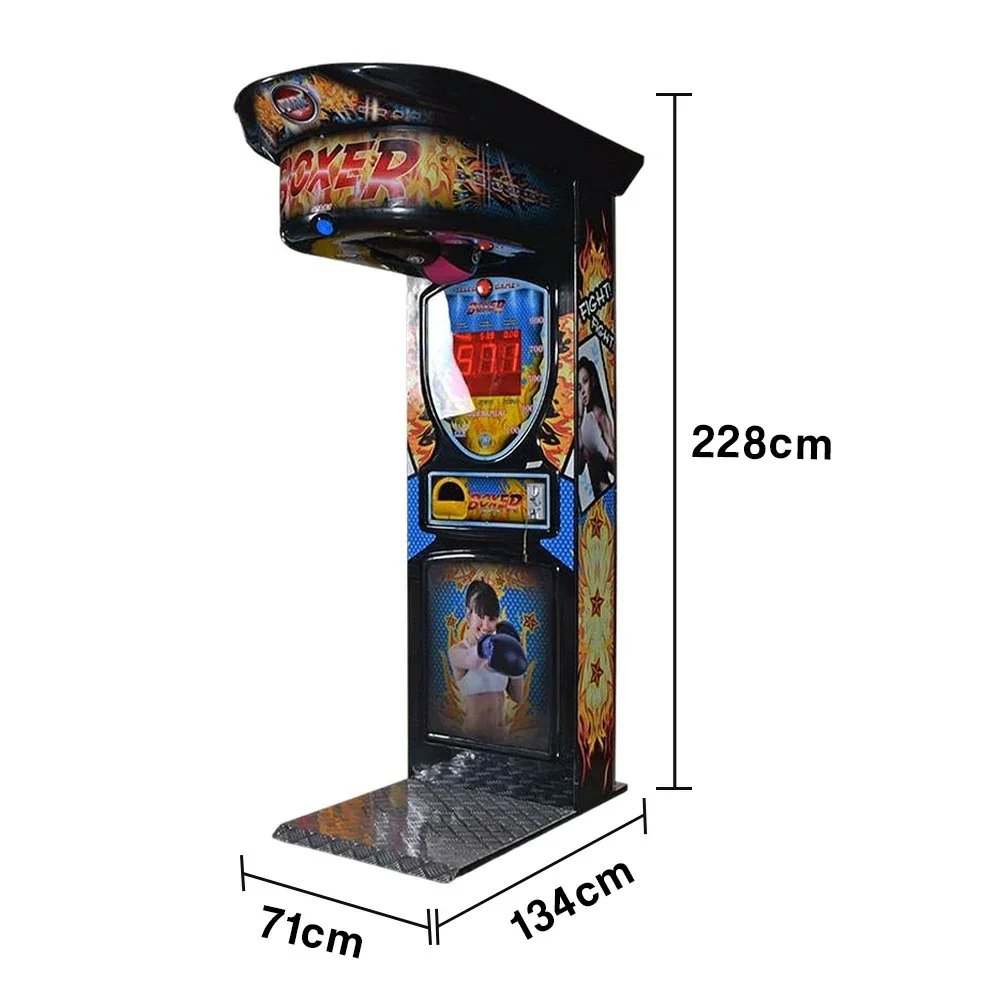 GAMEON Boxing Machine Metal & Acrylic Cabinet High-Sensitivity Punch Sensors LED Lighting 380W Power Competitive Strength Tester Arcade Game - Black - Image 5
