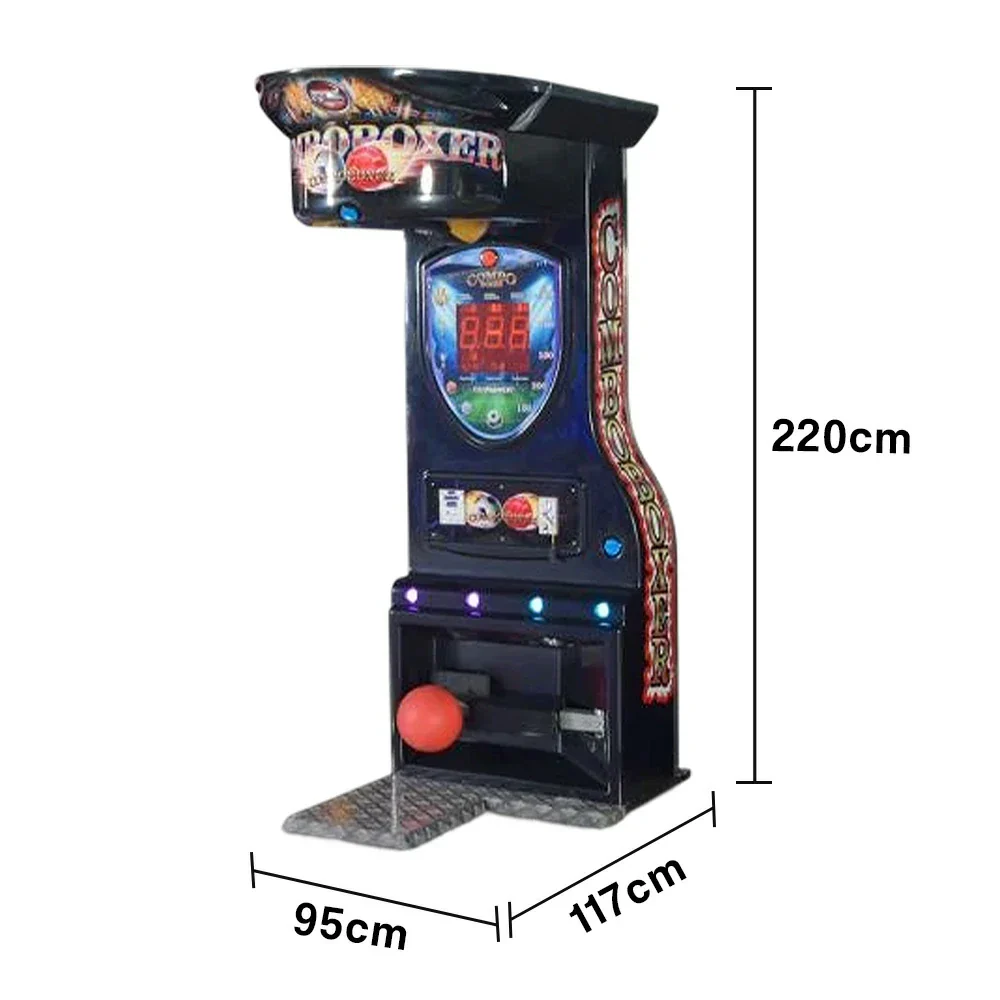 GAMEON Combo Kick & Punch Boxing Machine Metal & Acrylic Cabinet High-Sensitivity Sensors LED Effects 380W Power Strength Tester Arcade Game - Black - Image 5