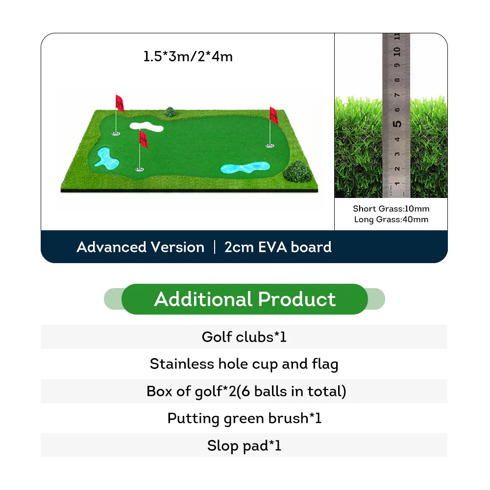 Practice Golf Putting Green Indoor/Outdoor - Green - Image 6