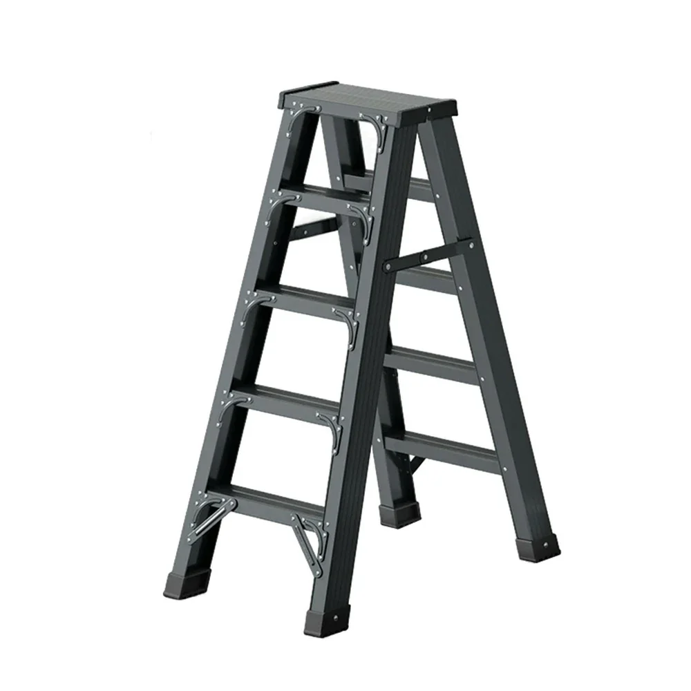 GROVIA 4/5/6-Step Aluminium Folding Ladder - 14.5cm Thick, 15cm Wide Pedal, Anti-Slip Feet - Grey - Image 6