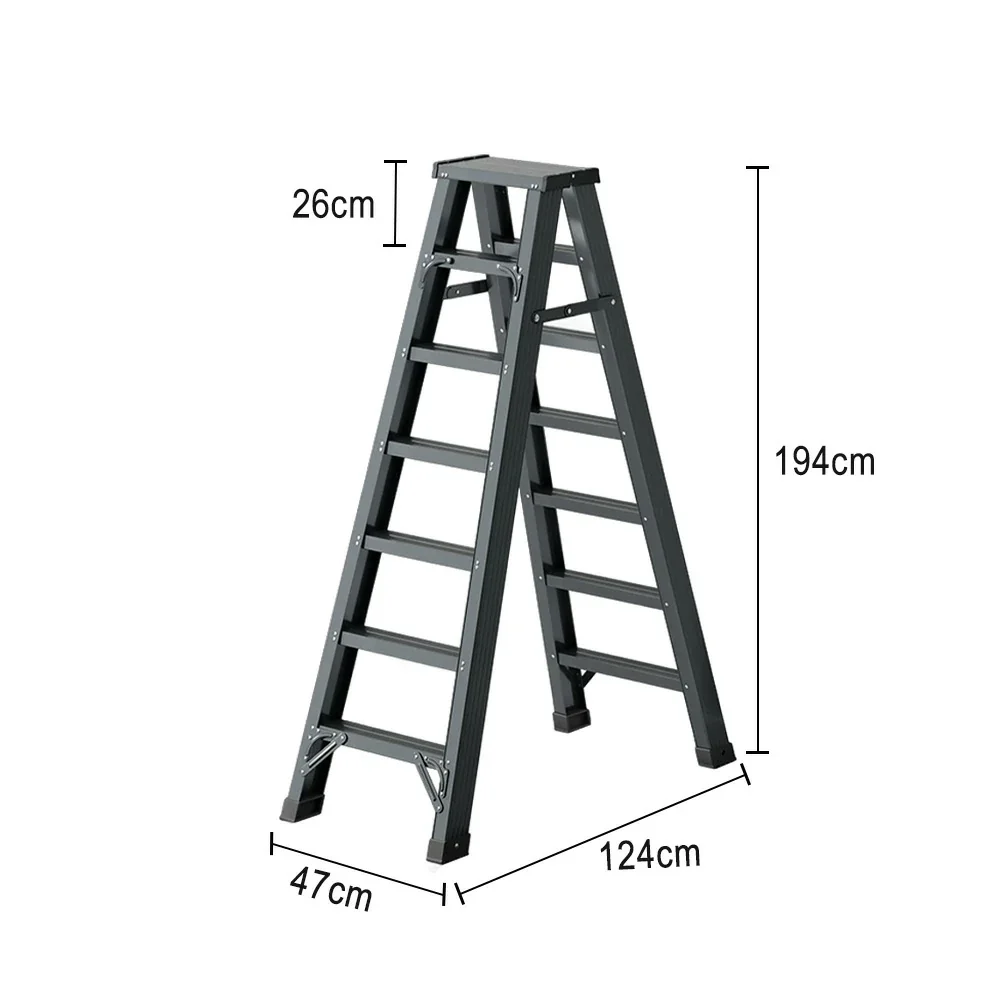 GROVIA 7/8/10-Step Aluminium Folding Ladder - 14.5cm Thick, 15cm Wide Pedal, Anti-Slip Feet - Purple - Image 5