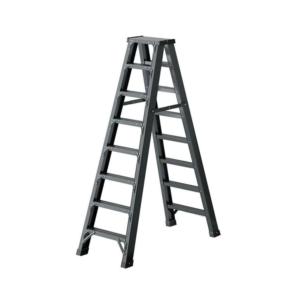GROVIA 7/8/10-Step Aluminium Folding Ladder - 14.5cm Thick, 15cm Wide Pedal, Anti-Slip Feet - Purple - Image 6