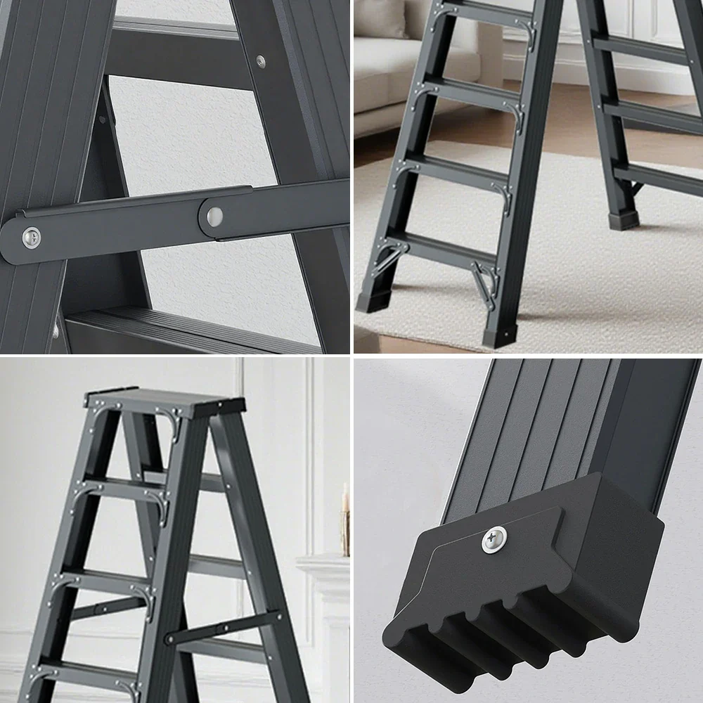 GROVIA 7/8/10-Step Aluminium Folding Ladder - 14.5cm Thick, 15cm Wide Pedal, Anti-Slip Feet - Purple - Image 8