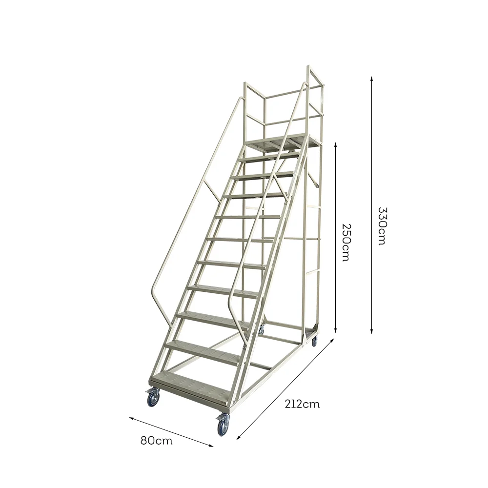 GROVIA 250cm Platform Height  10-step Ladder With Wheels Warehouse Staircase - Image 14