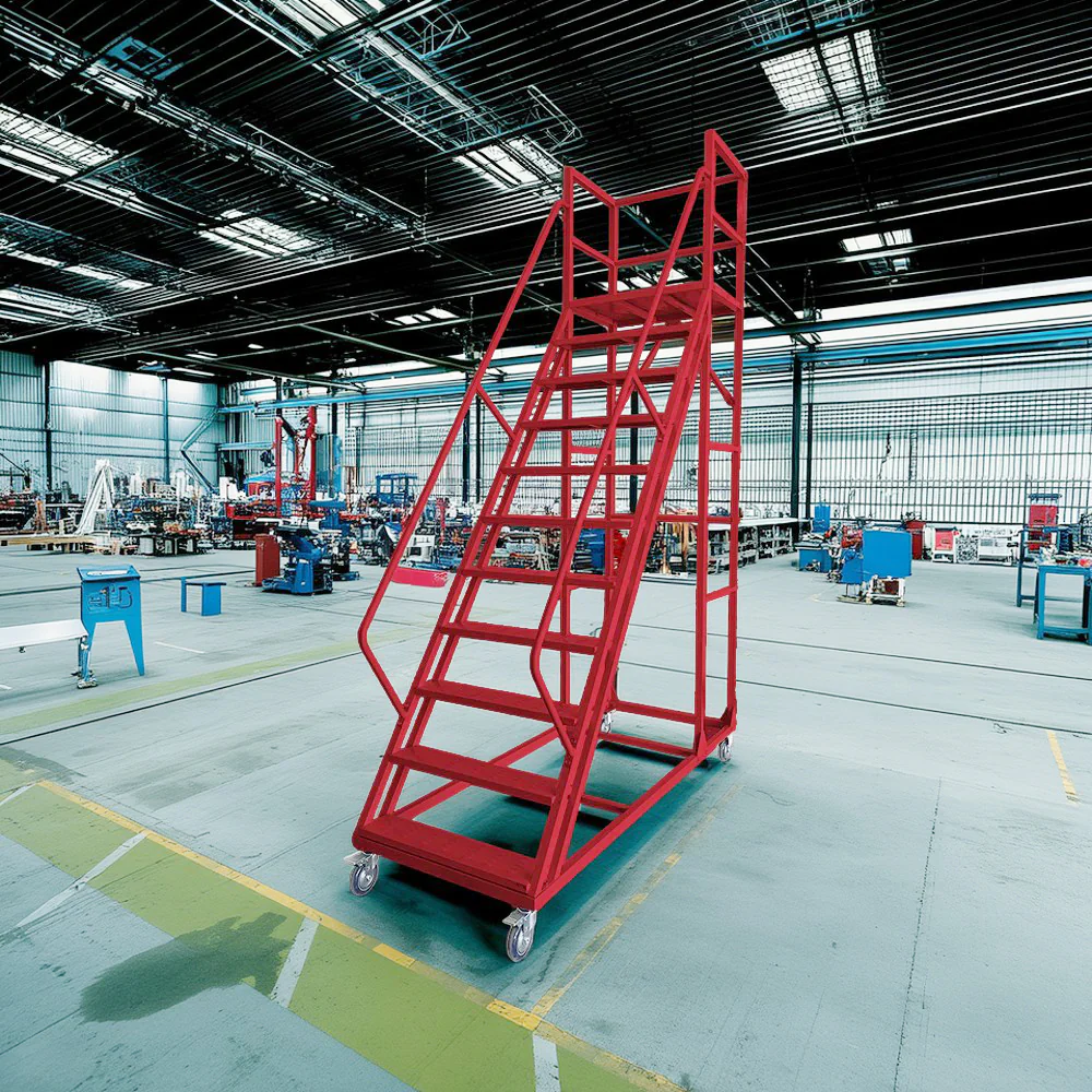 GROVIA 250cm Platform Height  10-step Ladder With Wheels Warehouse Staircase - Image 3