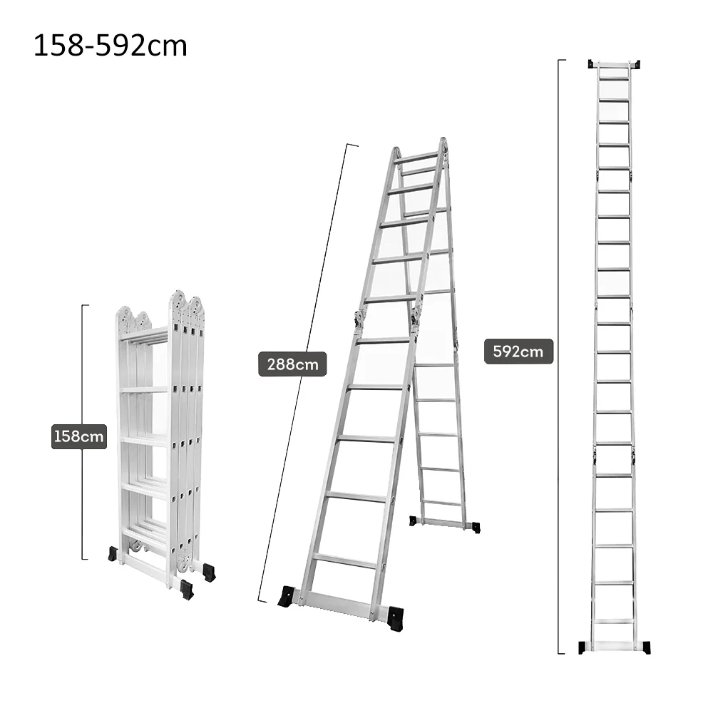 GROVIA 242-592cm Portable Multifunctional Aluminum Folding Ladder - Image 21