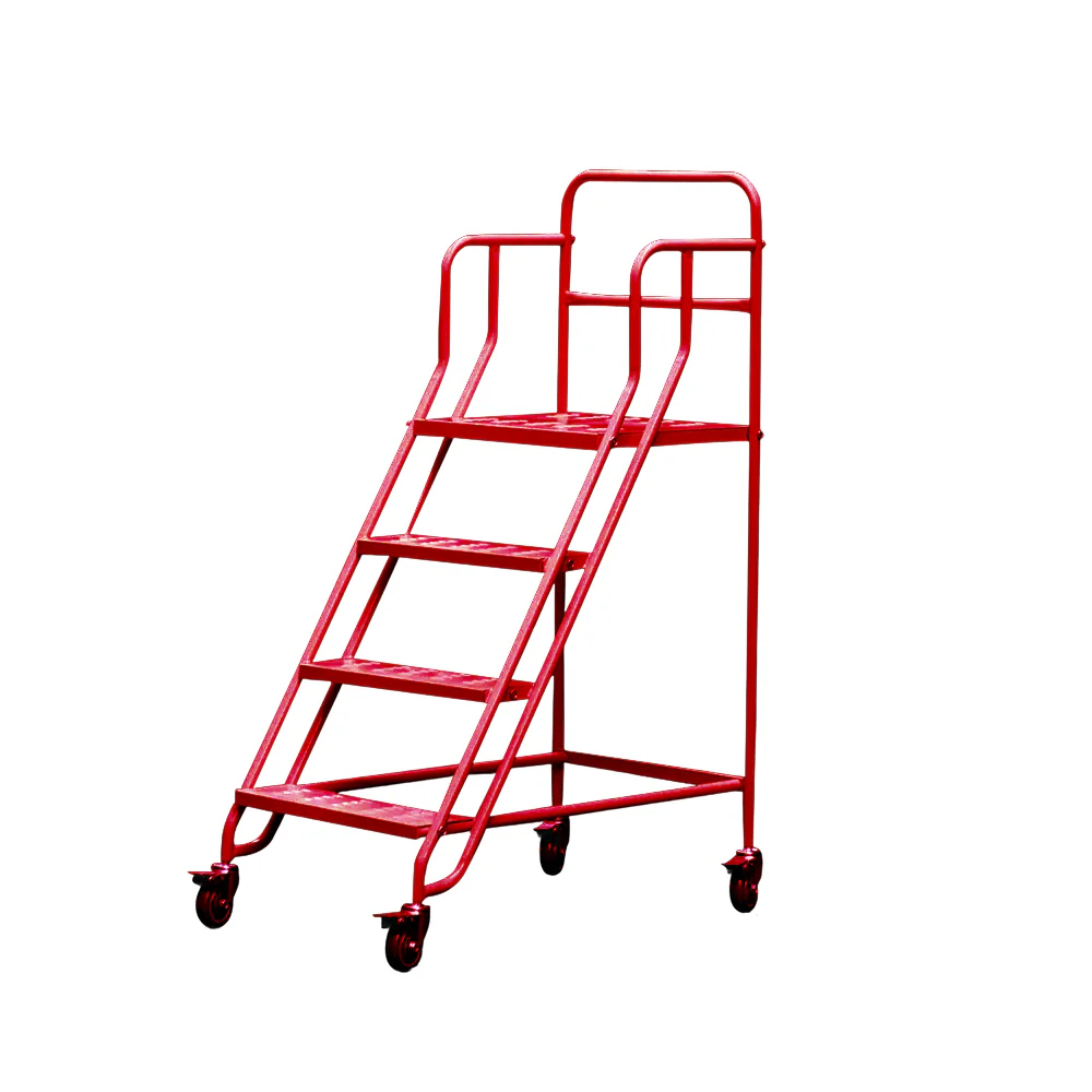 GROVIA 100cm Platform Height 4-step Ladder With Wheels Warehouse Staircase - Image 6