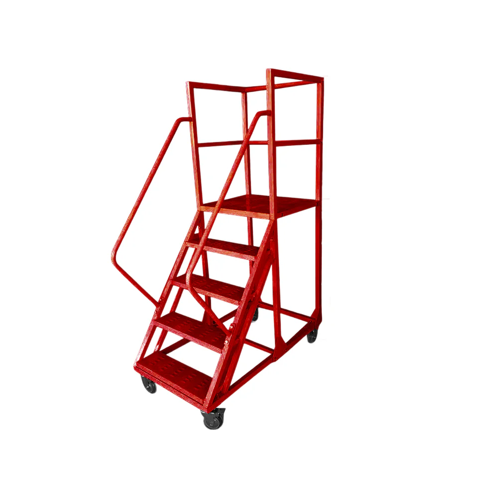 GROVIA 130cm Platform Height  5-step Ladder With Wheels Warehouse Staircase - Image 6