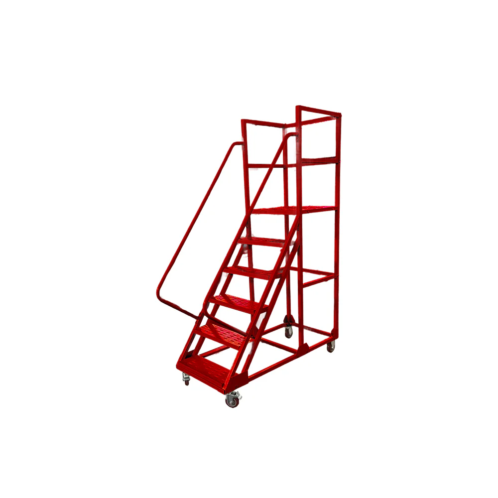 GROVIA 150cm Platform Height  6-step Ladder With Wheels Warehouse Staircase - Image 6