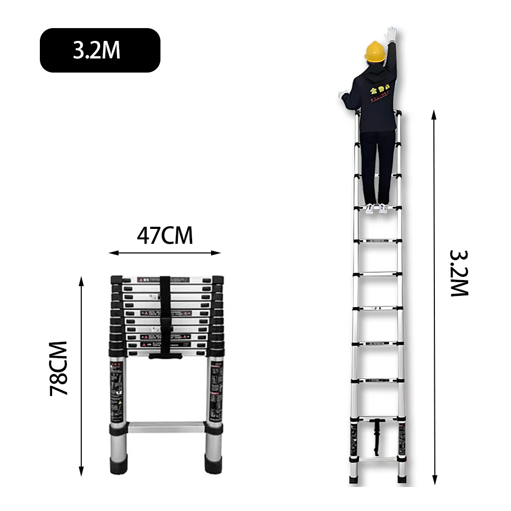 GROVIA JLB7 3.2/4.6/5/5.4/5.8/6.2M Single-Sided Telescopic Straight Ladder - Image 14