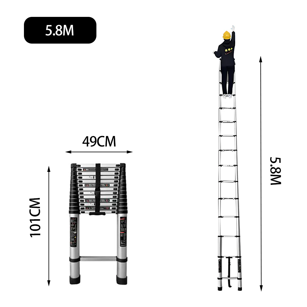GROVIA JLB7 3.2/4.6/5/5.4/5.8/6.2M Single-Sided Telescopic Straight Ladder - Image 18
