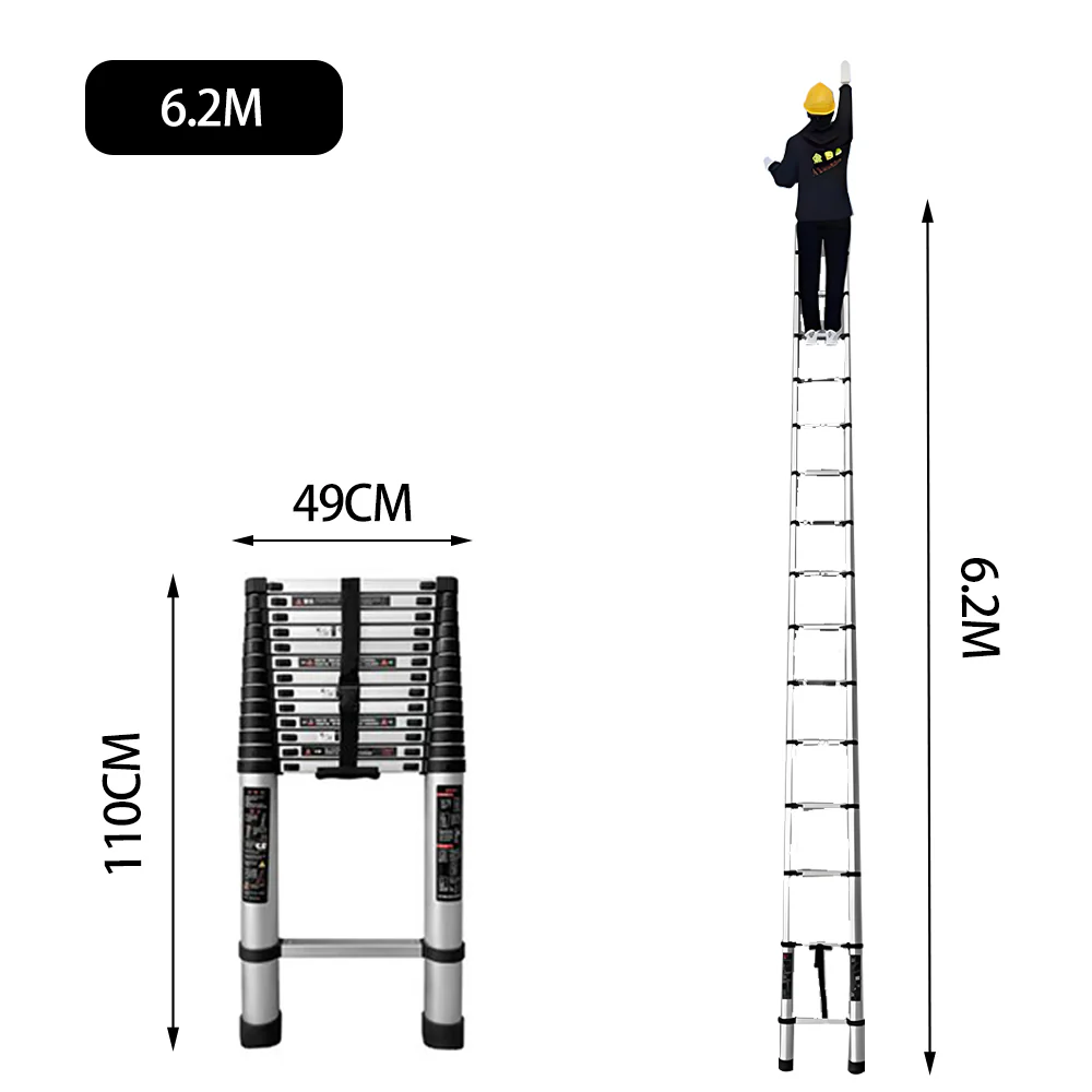 GROVIA JLB7 3.2/4.6/5/5.4/5.8/6.2M Single-Sided Telescopic Straight Ladder - Image 19