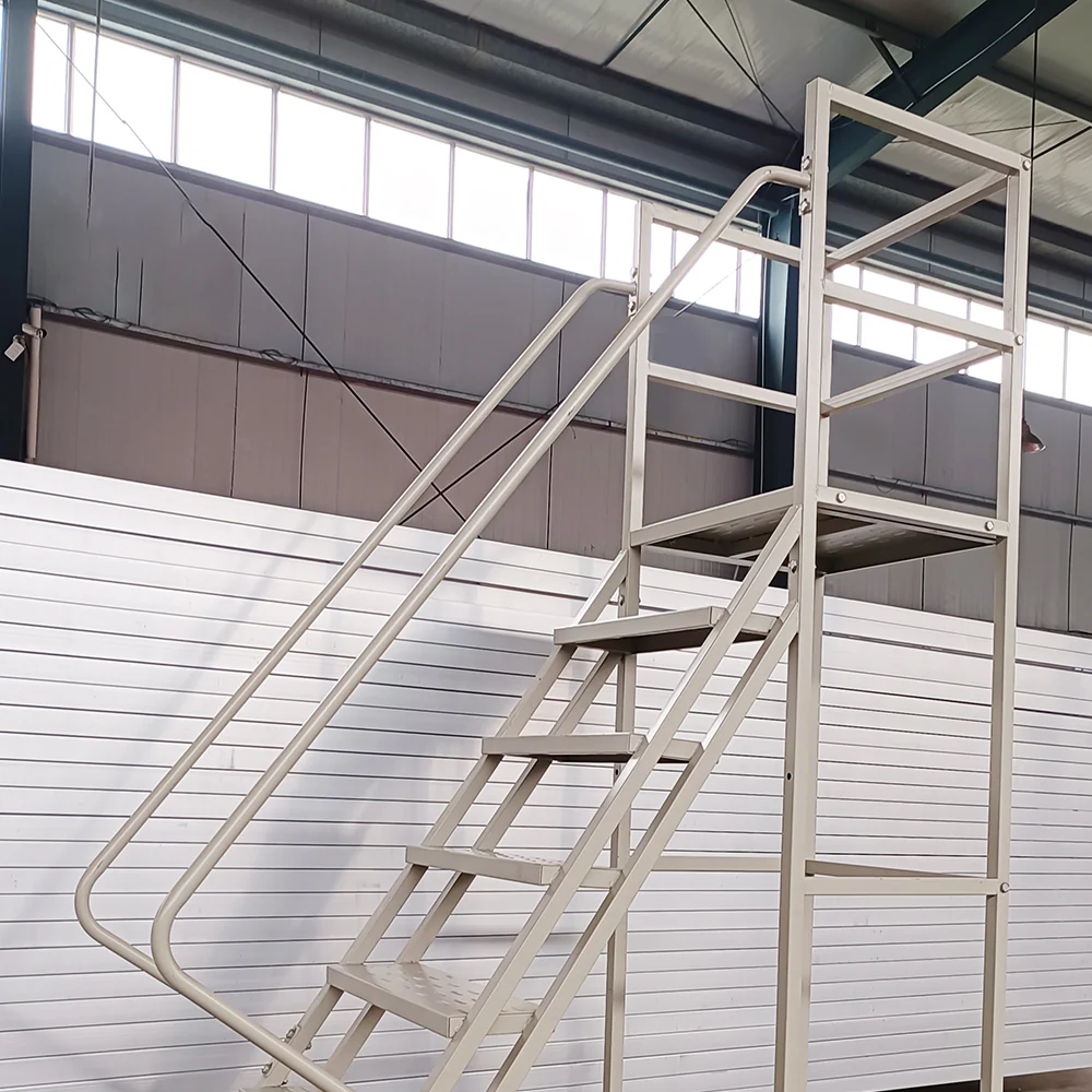 GROVIA 180cm Platform Height 7-step Ladder With Wheels Warehouse Staircase - Image 3