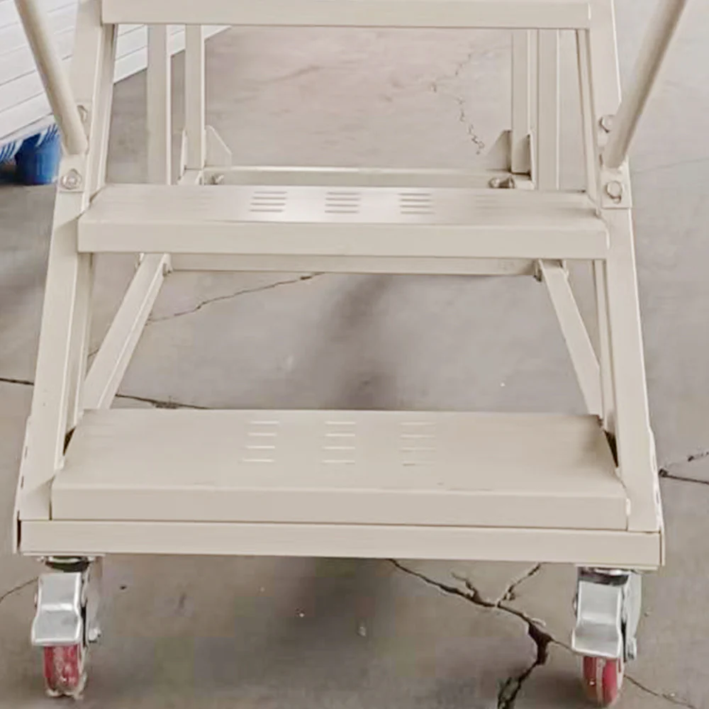 GROVIA 180cm Platform Height 7-step Ladder With Wheels Warehouse Staircase - Image 5