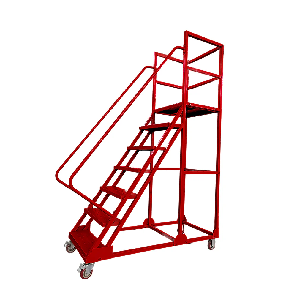 GROVIA 180cm Platform Height 7-step Ladder With Wheels Warehouse Staircase - Image 6