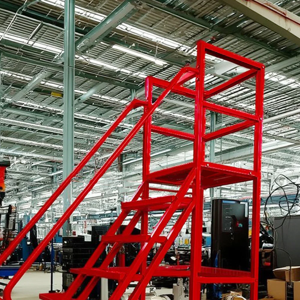 GROVIA 180cm Platform Height 7-step Ladder With Wheels Warehouse Staircase - Image 7