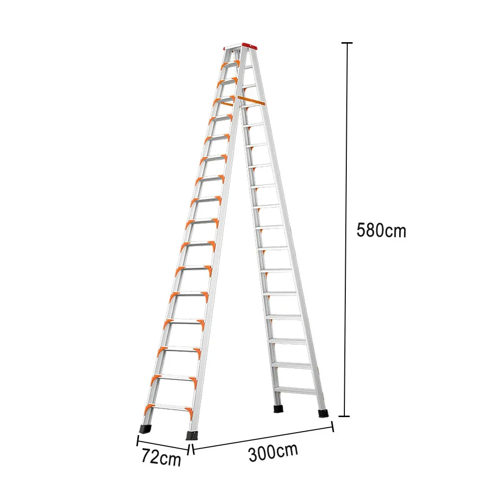 GROVIA 12/14/17-Step Aluminum Alloy Folding Ladder - 15cm Wide Non-Slip Pedal, Safety Straps, Anti-Slip Feet - Image 13