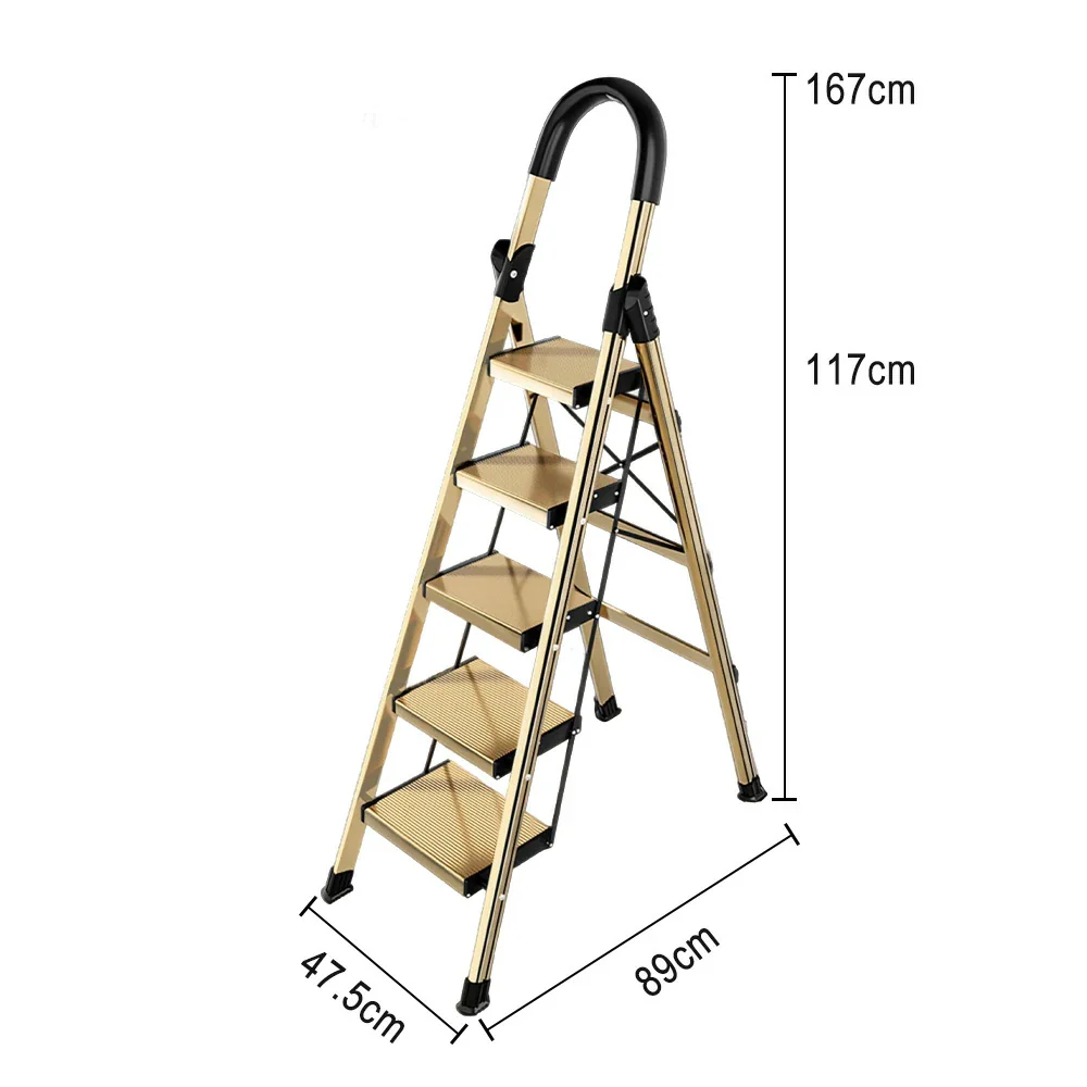 GROVIA 5/6/7 Step Lightweight Aluminum Alloy Folding Ladder, Extra-Wide 20cm Pedals, X-Shaped Support, Anti-Slip Design - Image 5