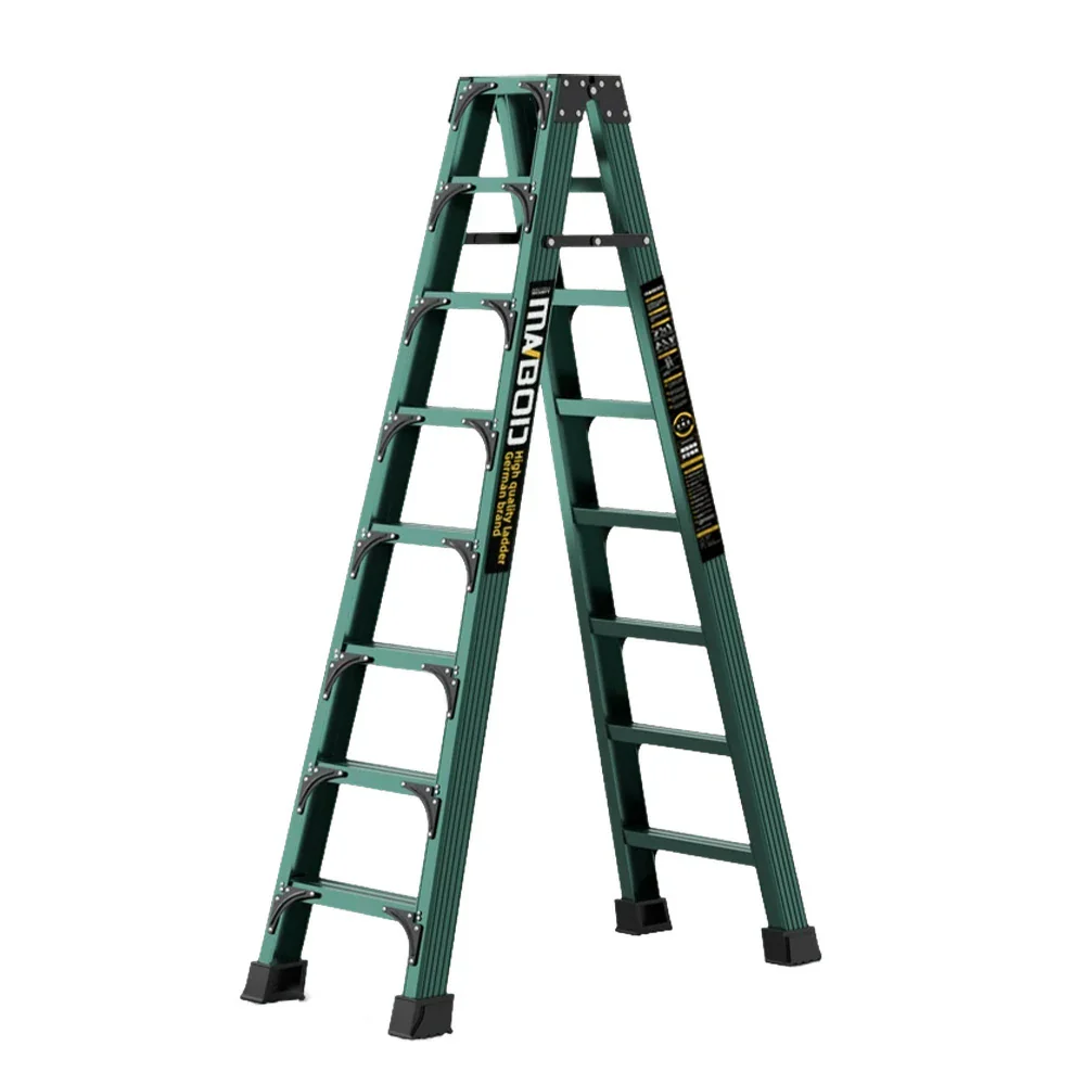 GROVIA 6/7/8/10 Step Folding Ladder, Triangular Support, Anti-Slip Pedals, Stabilizing Rod, Durable & Portable Design - Green - Image 10