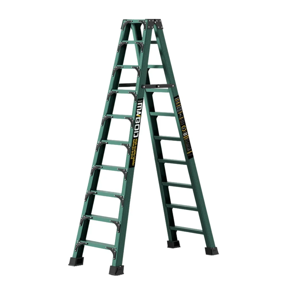 GROVIA 6/7/8/10 Step Folding Ladder, Triangular Support, Anti-Slip Pedals, Stabilizing Rod, Durable & Portable Design - Green - Image 14