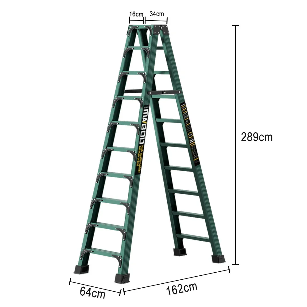 GROVIA 6/7/8/10 Step Folding Ladder, Triangular Support, Anti-Slip Pedals, Stabilizing Rod, Durable & Portable Design - Green - Image 17