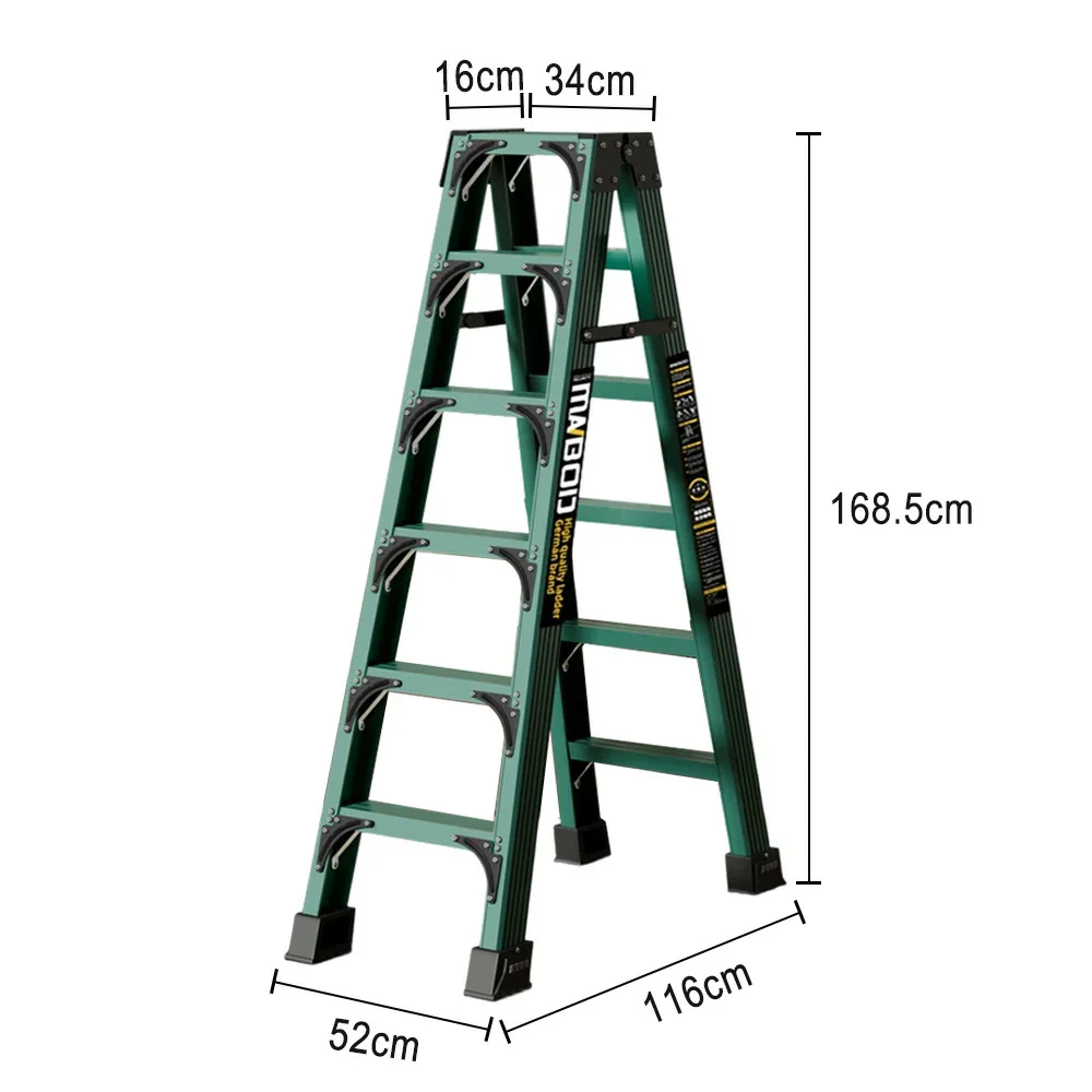 GROVIA 6/7/8/10 Step Folding Ladder, Triangular Support, Anti-Slip Pedals, Stabilizing Rod, Durable & Portable Design - Green - Image 5