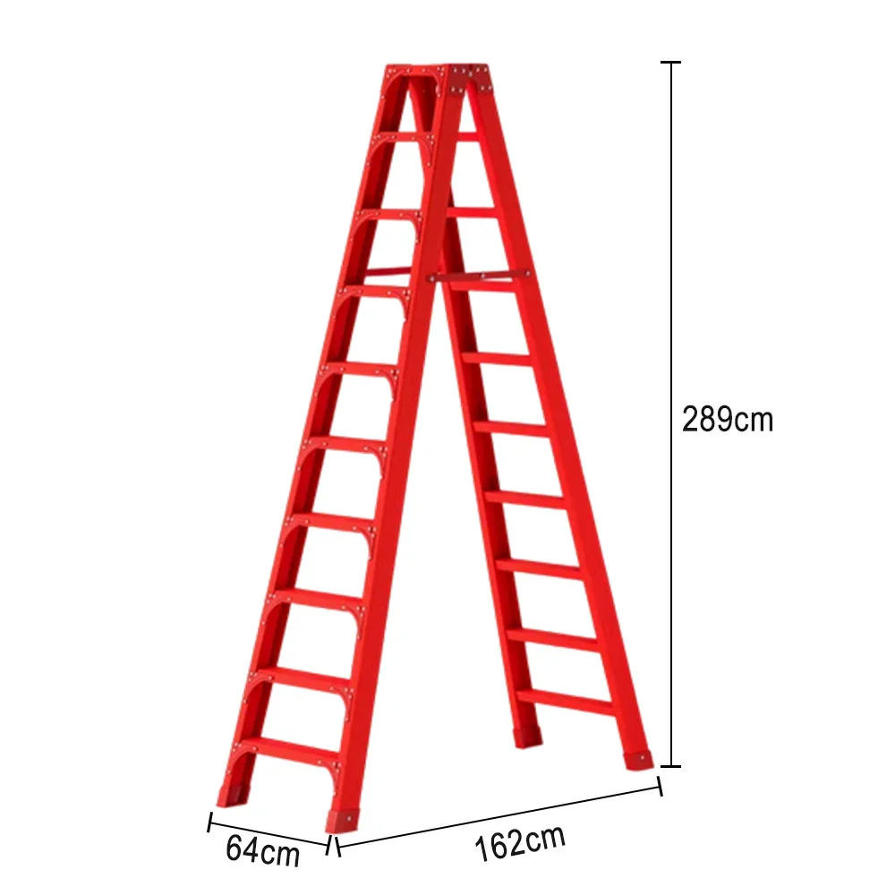 GROVIA 6/7/8/10 Step Folding Ladder, Triangular Support, Anti-Slip Pedals, Stabilizing Rod, Durable & Portable Design - Red - Image 17