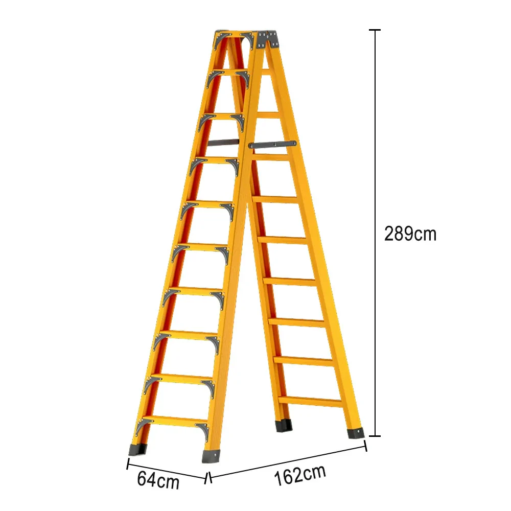 GROVIA 6/7/8/10 Step Folding Ladder, Triangular Support, Anti-Slip Pedals, Stabilizing Rod, Durable & Portable Design - Yellow - Image 17