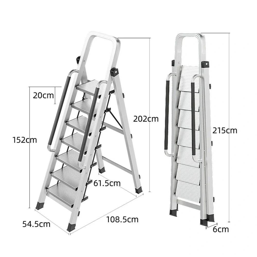 GROVIA 7/8/9 Step Aluminum Alloy Folding Ladder with Handrails, Anti-Slip Design, Extra-Wide Pedals, Durable - Image 5