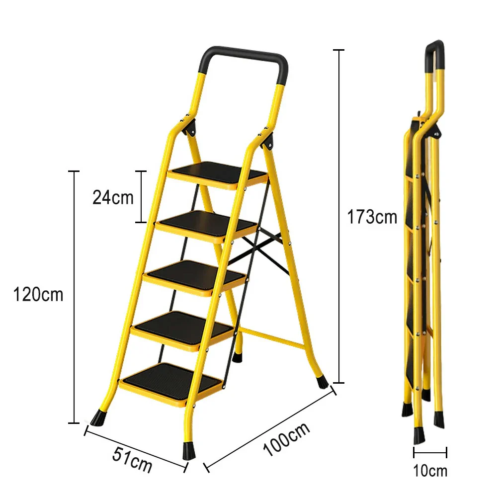 GROVIA 4/5/6 Step Folding Ladder, Aerospace-Grade Aluminum, Anti-Slip Extra-Wide Pedals, Rustproof & Durable Design - Image 9