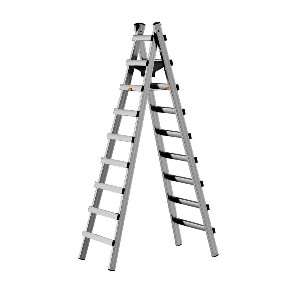 GROVIA 7/8/9-Step Stainless Steel Walking Ladder - Built-in Canvas Tool Bag, Stable Design - Image 11
