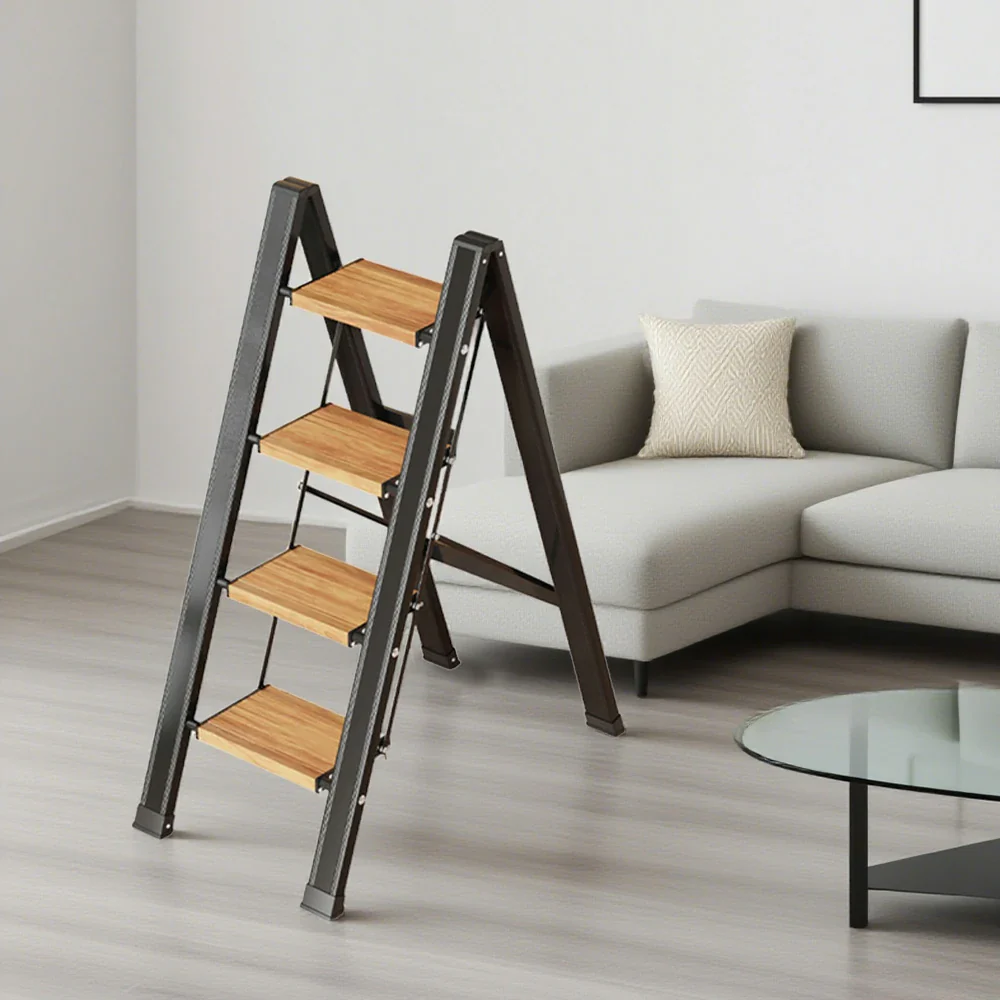 GROVIA 3/4 Step Aluminium Folding Ladder - 28cm Wide Pedals, 150kg Capacity, Folded Size 4.5cm, Anti-Slip Base - Image 7