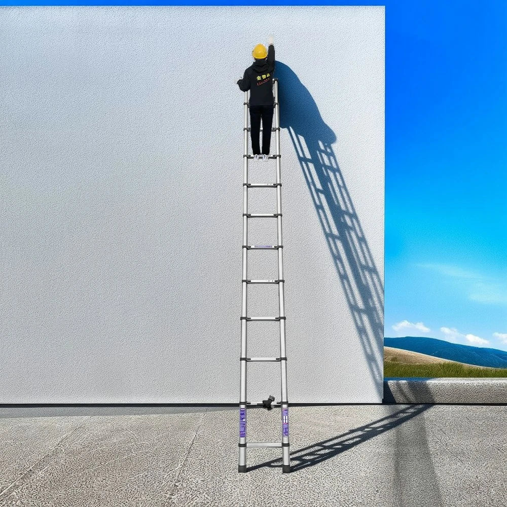 GROVIA Stainless Steel Telescopic Ladder 12/15 Step - Anti-Slip Base, Reinforced Frame, Foldable & Portable Design - Image 4