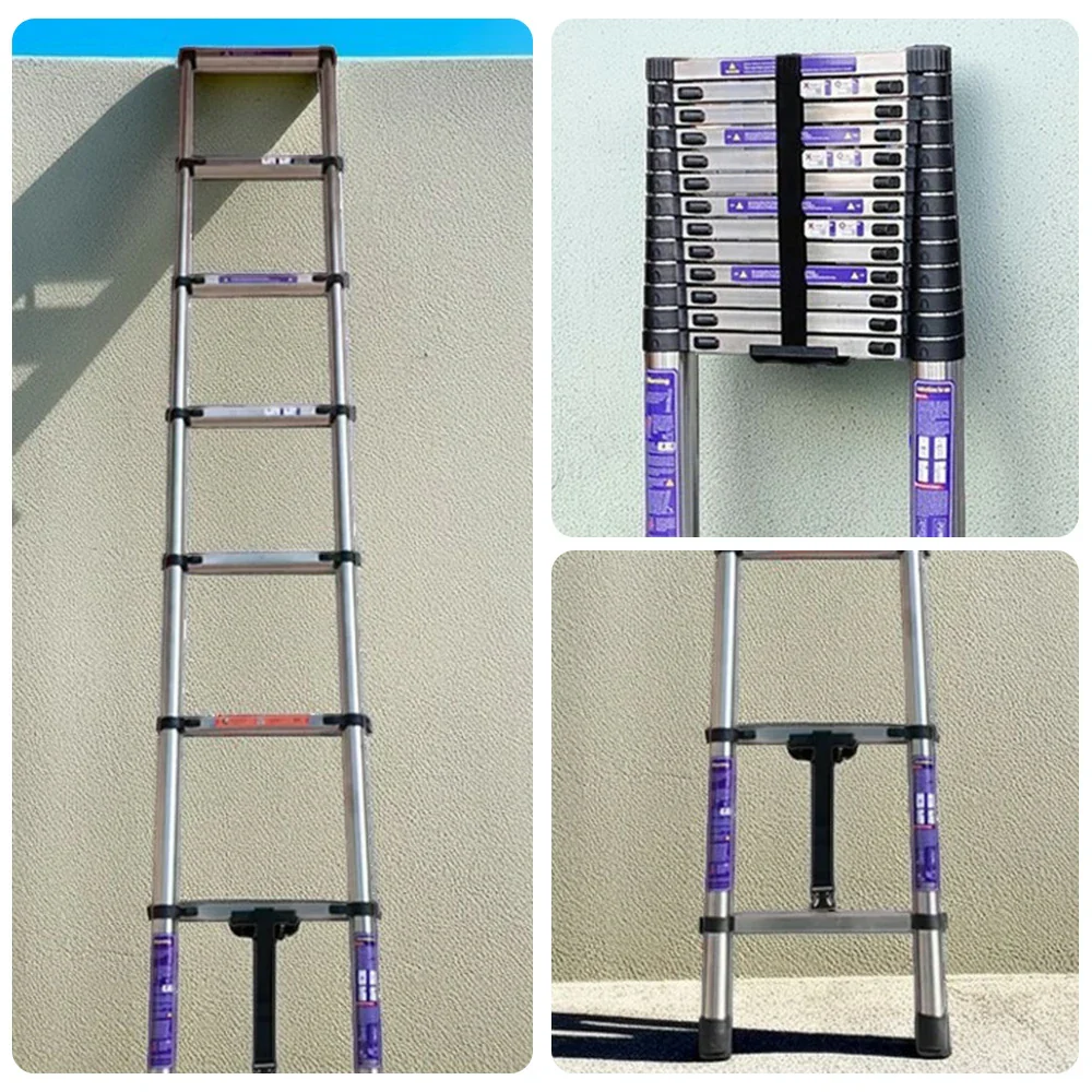 GROVIA Stainless Steel Telescopic Ladder 6/7/8 Step - Anti-Slip Base, Reinforced Frame, Foldable & Portable Design - Image 13
